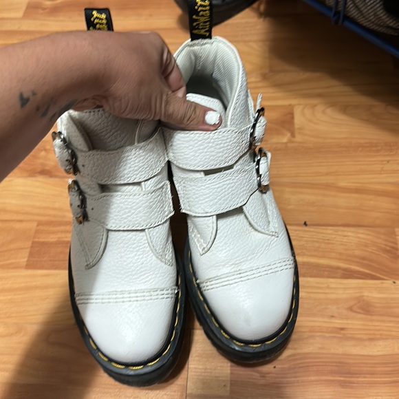 Doc Martens Devin Flower Buckle Leather Platform Boots - Picture 2 of 6